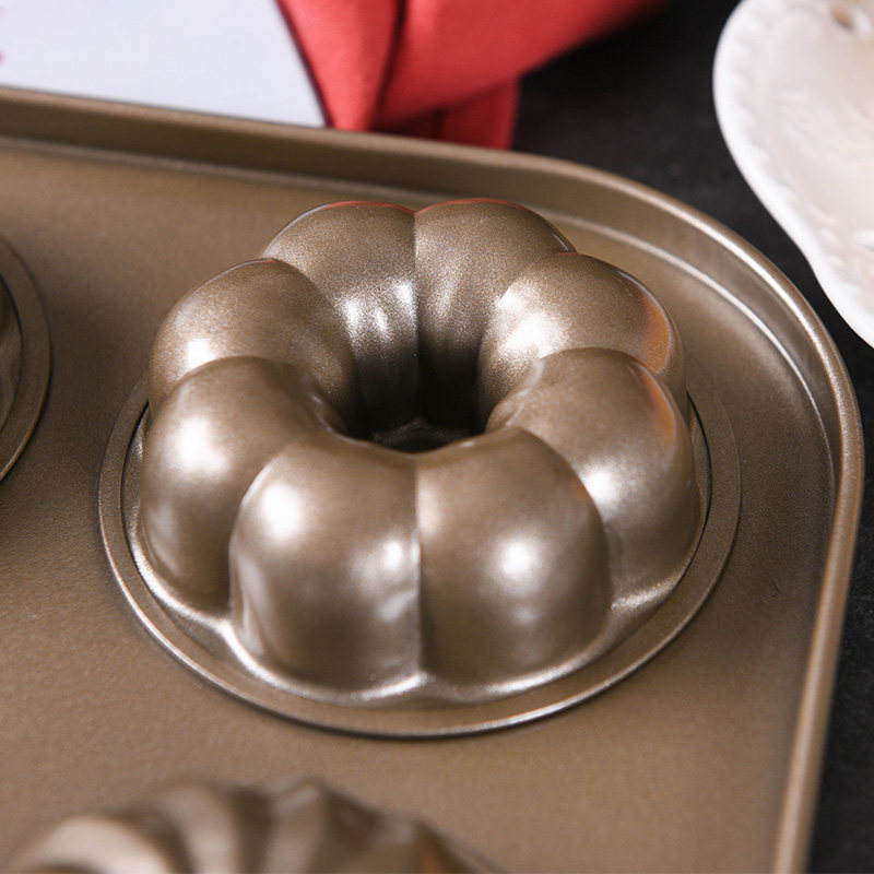 6连甜甜圈模具不粘圆形马芬蛋糕模具中空花型蛋糕模南瓜面包烤盘