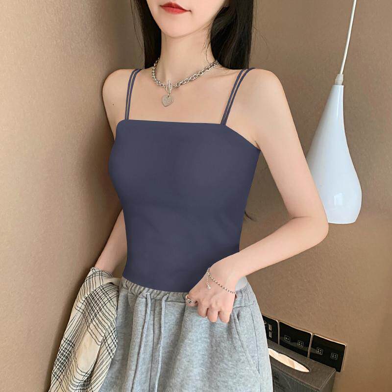 黑色小吊带背心女内搭春夏新款美背带胸垫一体遮副乳打底修身上衣