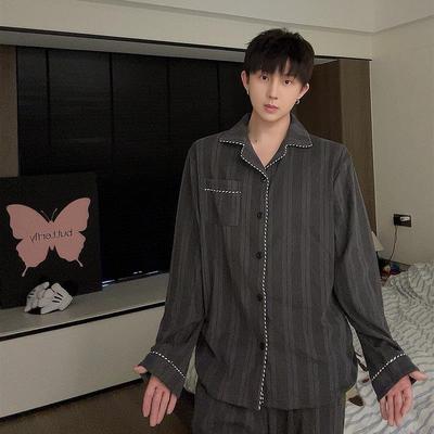 【蓄热锁温】德绒睡衣男款秋冬款简约男士长袖薄绒家居服套装冬款