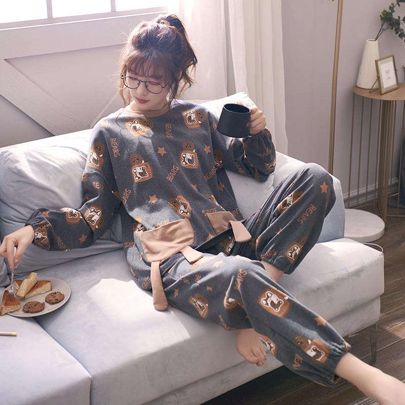 睡衣女士春秋款纯棉长袖可爱全棉套装秋冬季2025年新款大码家居服