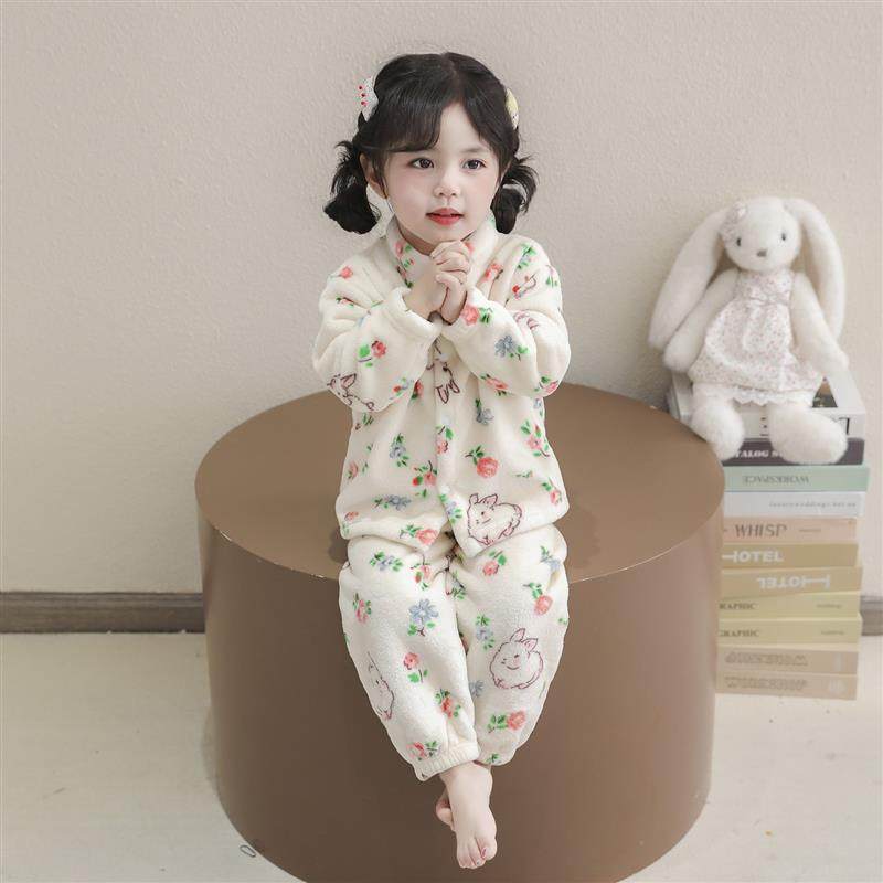 儿童睡衣女童珊瑚绒秋冬款女孩2025新款宝宝冬季套装法兰绒家居服