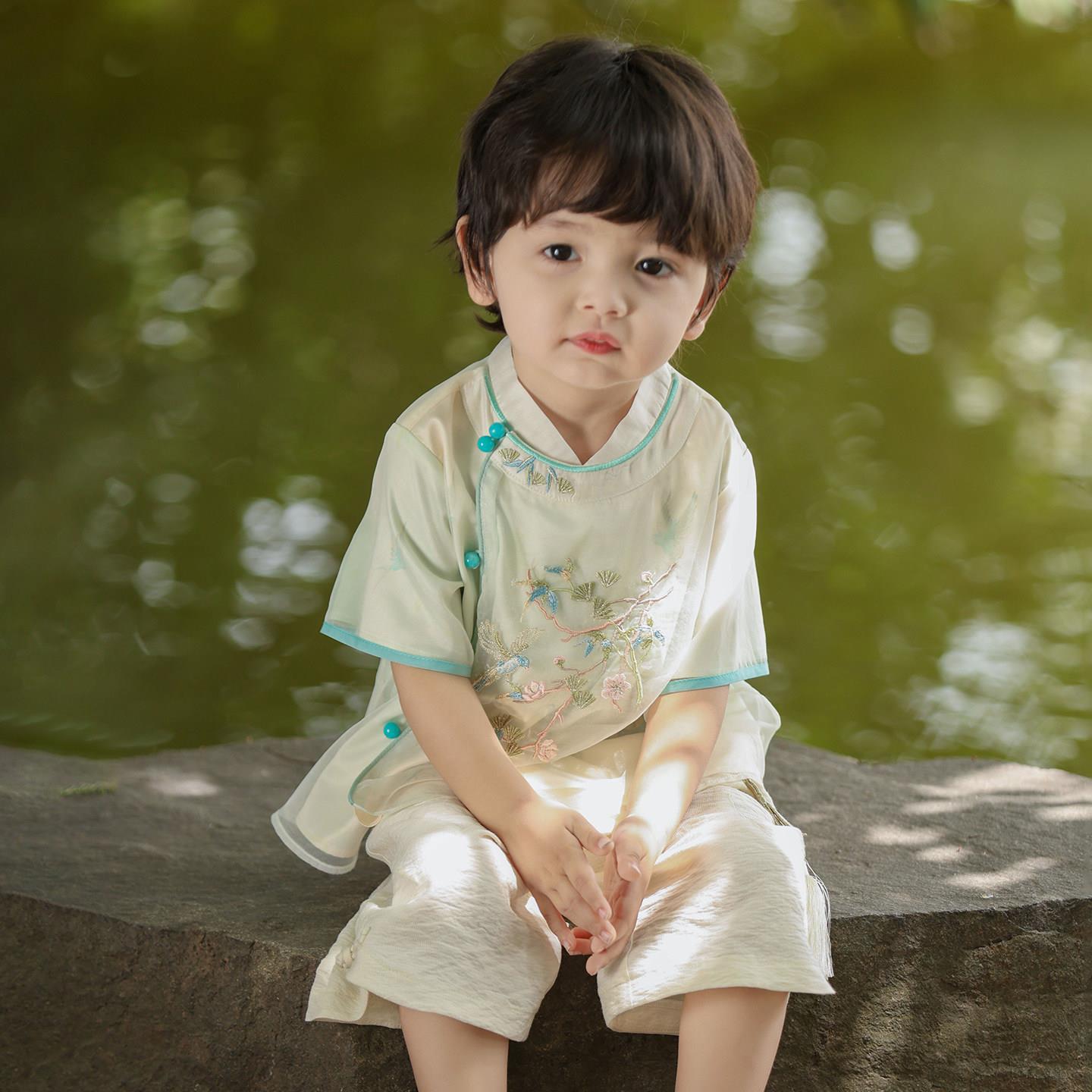 汉服男童2025夏款儿童中国风古装裤子套装男孩六一表演服男宝唐装