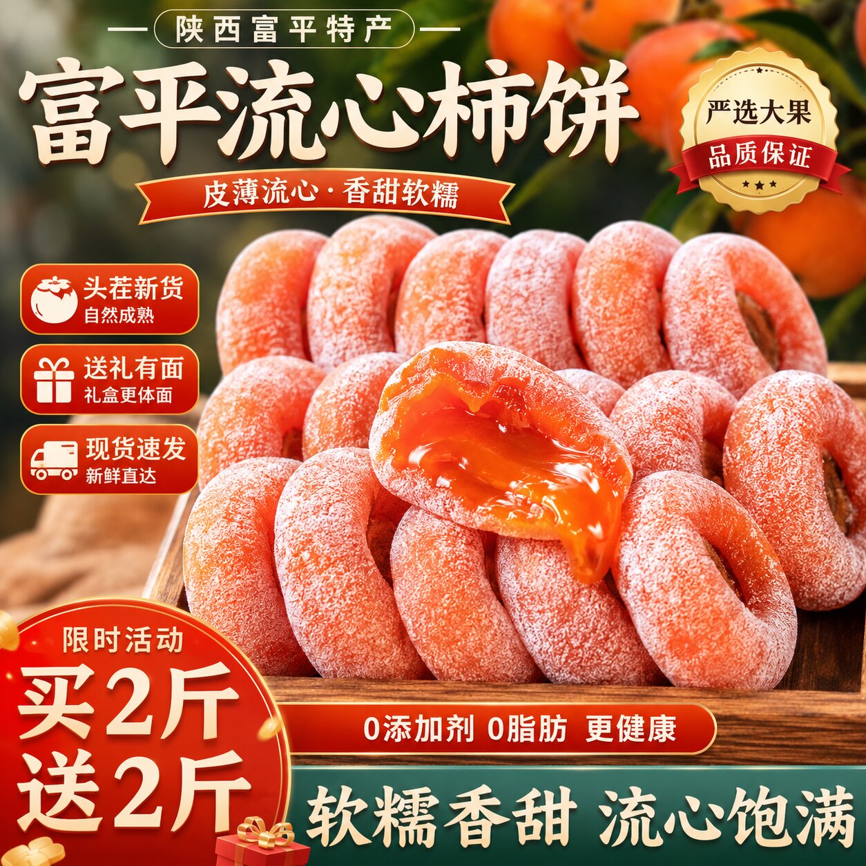 特级陕西柿饼富平特级官方旗舰店老式霜降流心吊柿饼农家整箱10斤