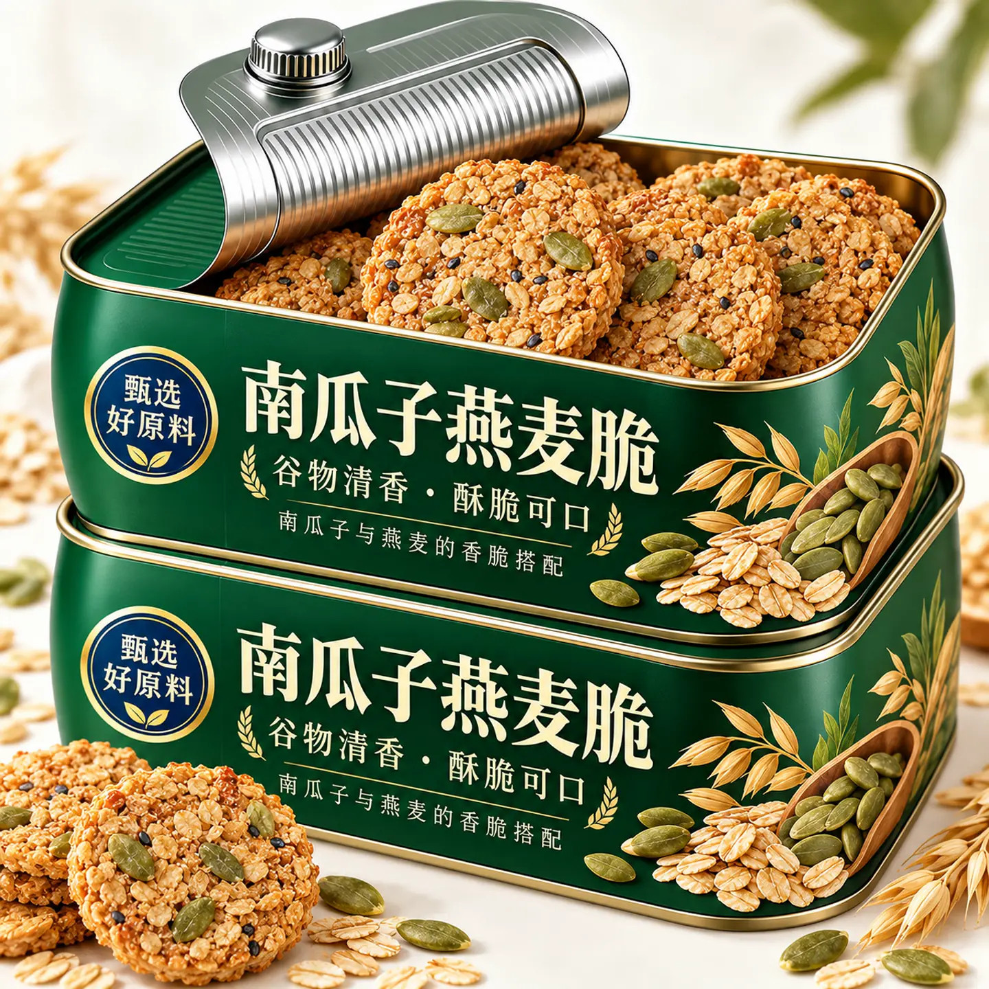 2026新货南瓜籽燕麦脆片旗舰店早餐饼干粗粮高蛋白营养饼干零食