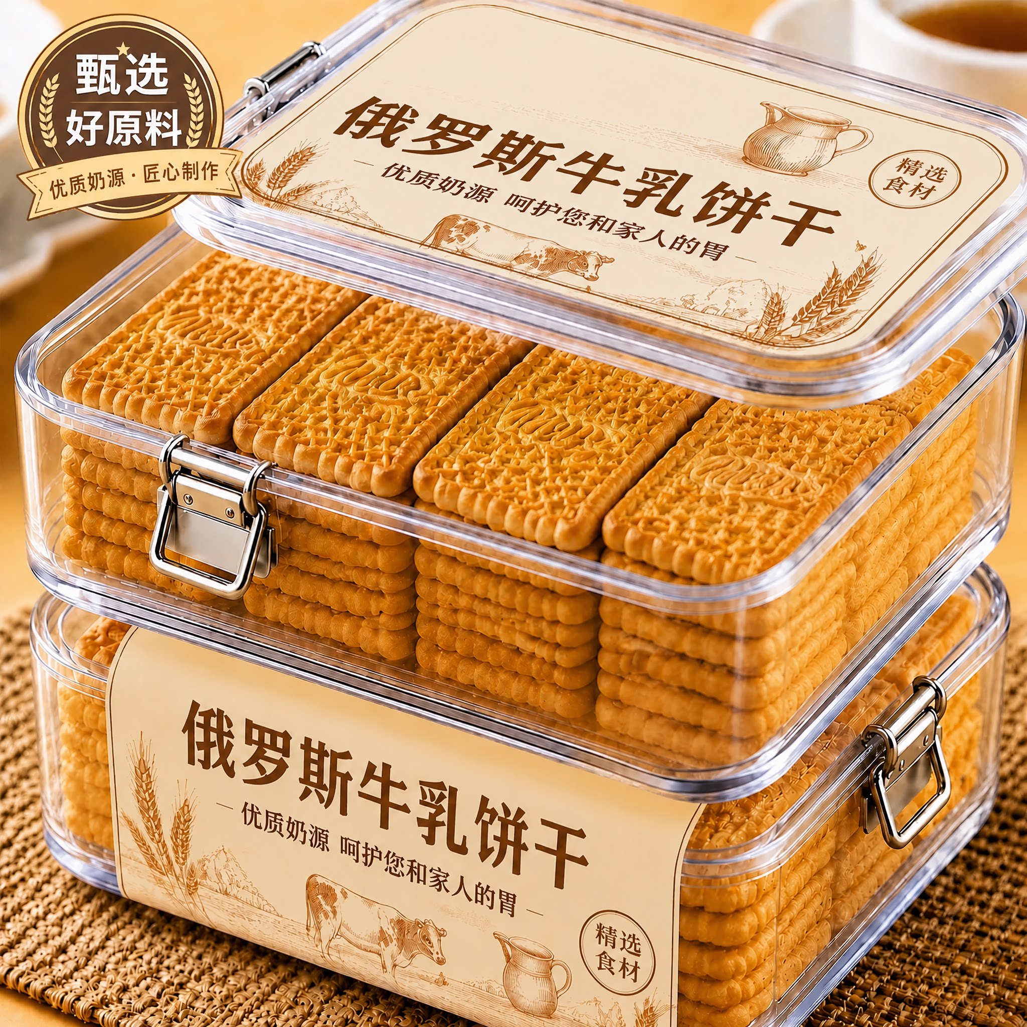 俄罗斯饼干原装进口官方旗舰店牛乳饼干特浓特仑酥曲奇钙奶饼干