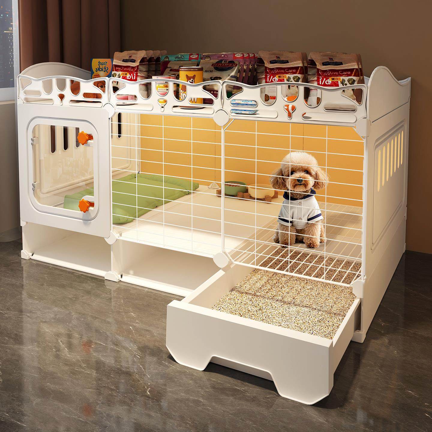 狗笼子小型犬家用带厕所一体新型小狗别墅狗窝一室一卫宠物笼子