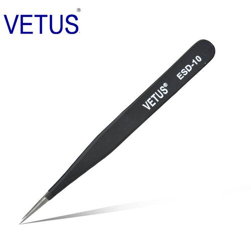 VETUS ESD-10防静电高精密镊子40度302不锈钢防磁防酸 钟表维修
