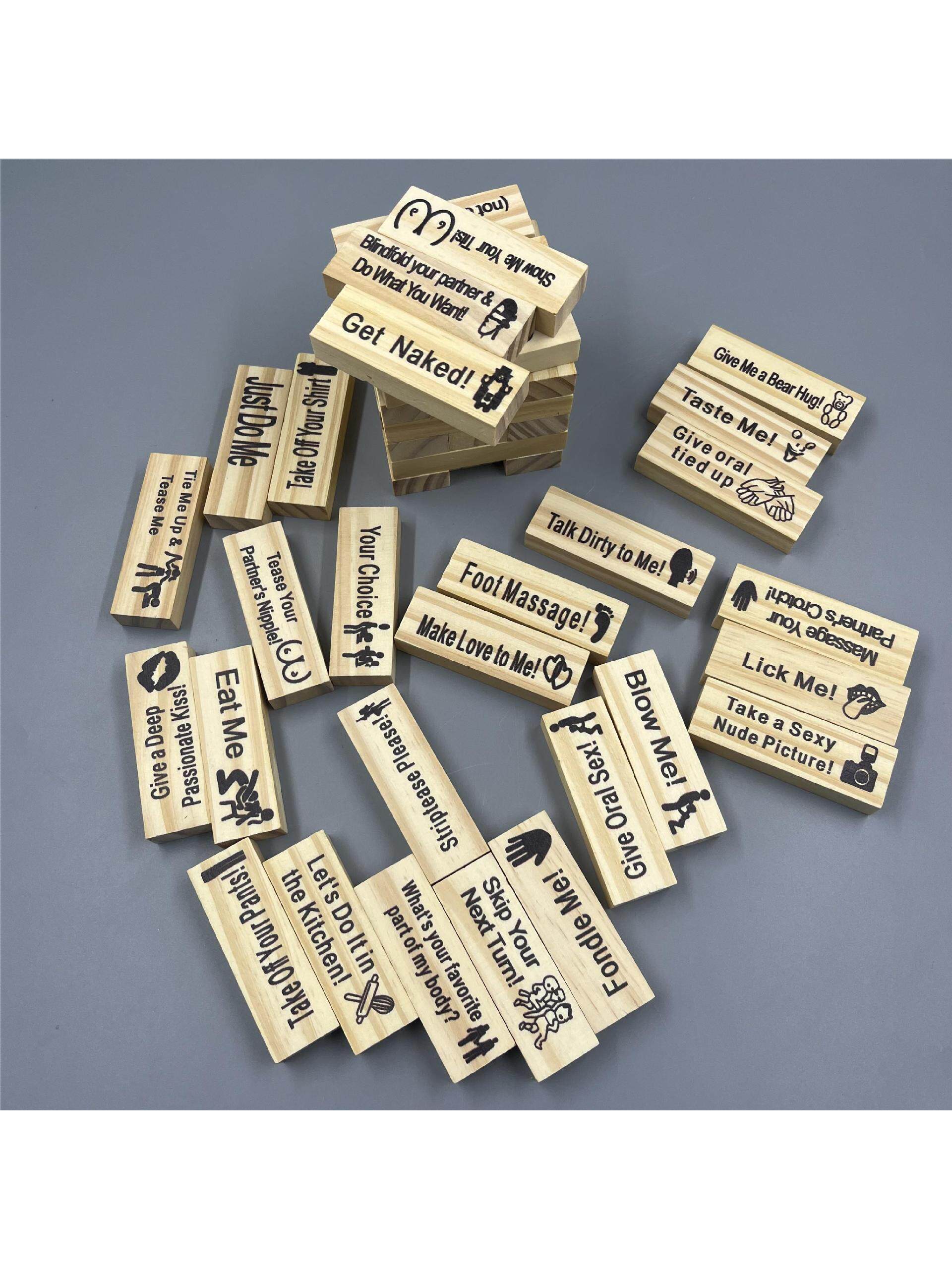 새로운 커플 날짜 빌딩 블록 타워 JENGA 게임 재미있는 영어 편지 장식 홈 장난감