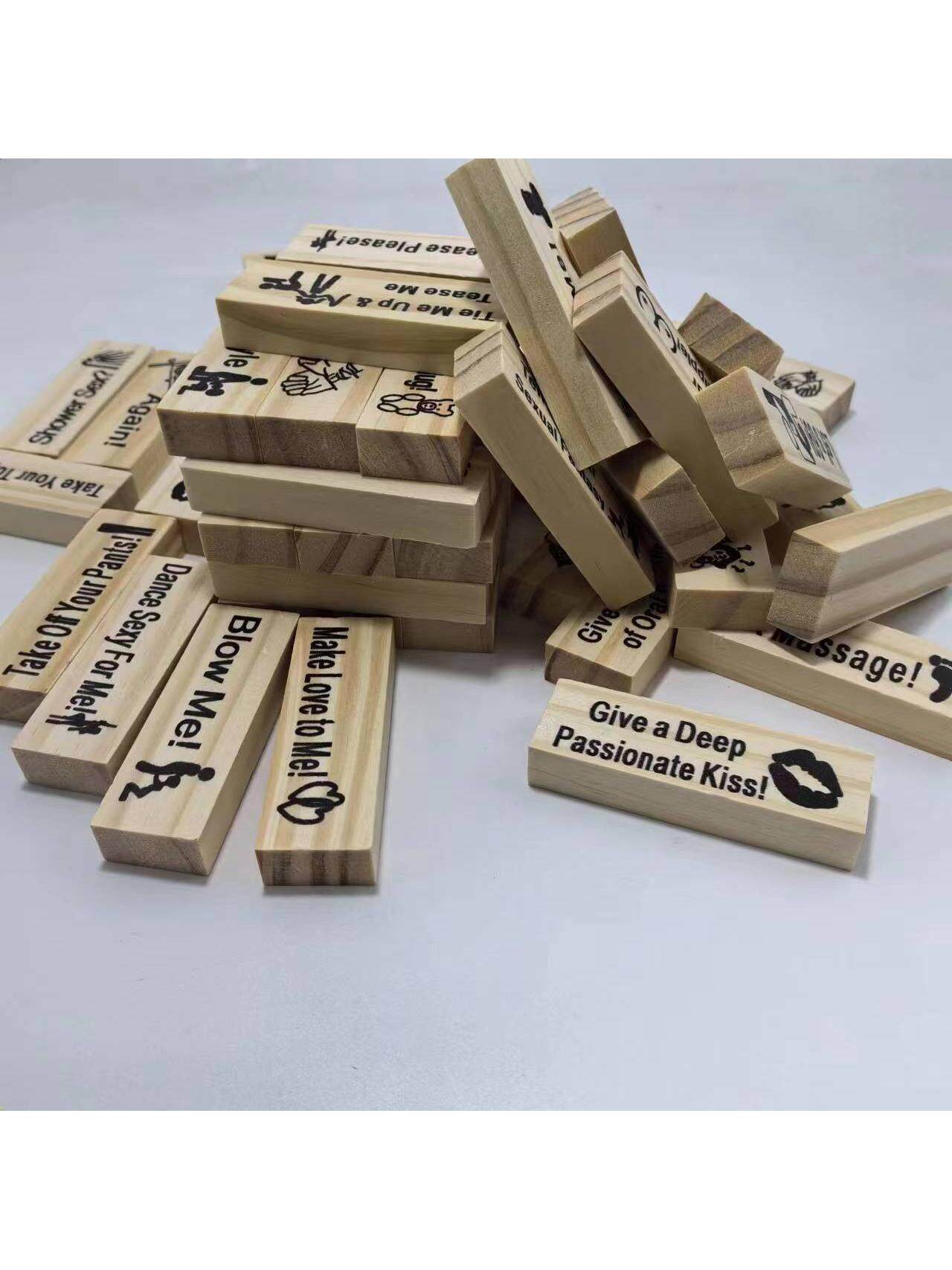 새로운 커플 날짜 빌딩 블록 타워 JENGA 게임 재미있는 영어 편지 장식 홈 장난감