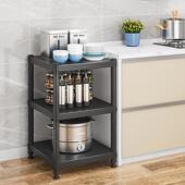 黑色厨房置物架落地三4层微波炉架40x50cm长55 60x30烤箱架储物架