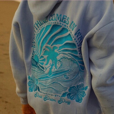 2024新版女士落肩袖螺纹卫衣印花连帽衫 Long sleeved sweatshirt