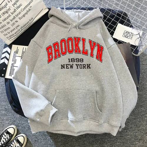 秋冬抓绒宽松女式卫衣连帽衫印花情侣套头运动衫女 Couple hoodie