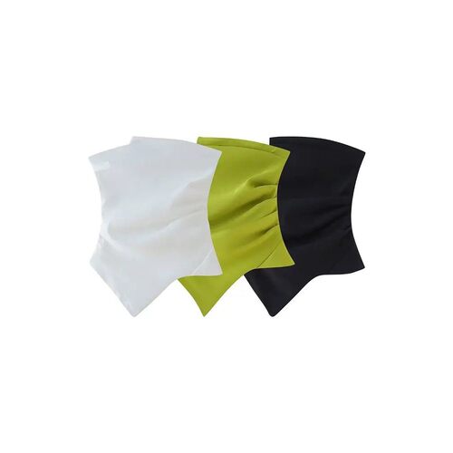Solid color irregular pleated vest for women纯色不规则褶皱心