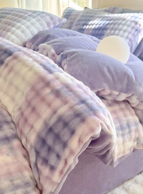 秋冬季兔毛绒被单件加厚加绒学生宿舍面珊瑚绒被罩被单