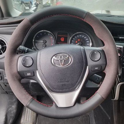 适用于丰田雷凌卡罗拉方向盘套真皮RAV4荣放把套专车用手缝全包款