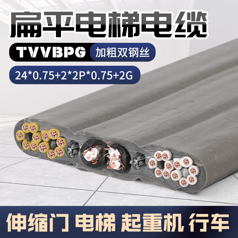 速发荧扁电梯阙行随电缆TVVBG240640芯0.75带两组屏蔽线钢丝电线2