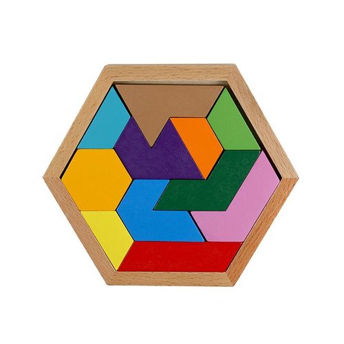 速发木认益智儿童形状质知玩具伤脑筋十一块图拼心形拼板智慧巧板