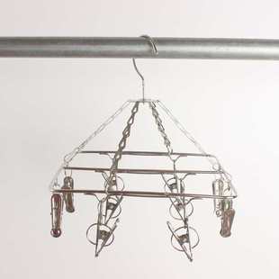 速发加粗04钢锈不袜架多夹v子晾晒架示用多功能晾衣架展家架袜吊