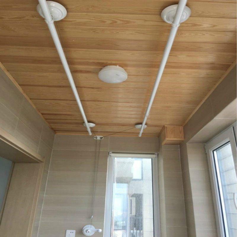 速发白色晾衣架衣衣降晾升架手摇升降晒衣架烤瓷白晾台杆非不锈钢