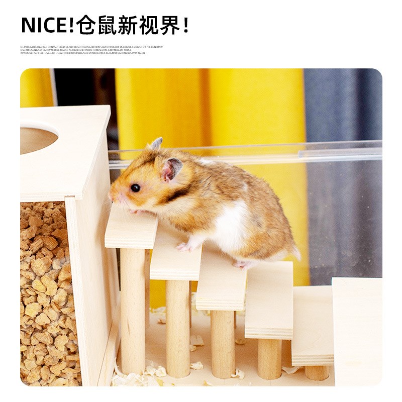速发仓用造景鼠饰品楼梯躲避别墅波浪爬梯金丝玩家具装饰木制平台