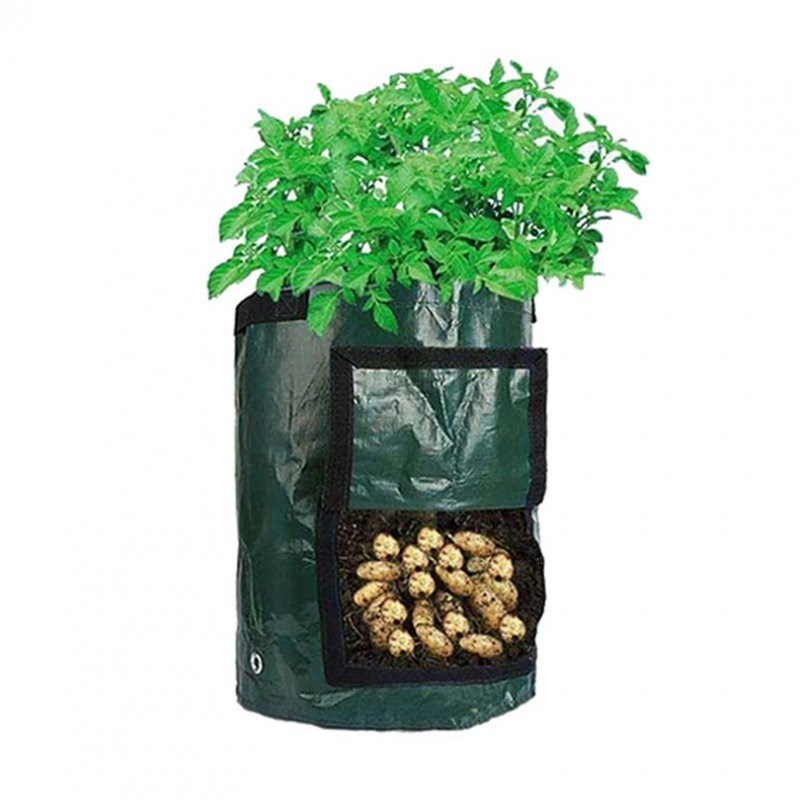 速发春季种植袋植物生长袋土豆蔬菜植物栽培种植桶带门墨绿色袋