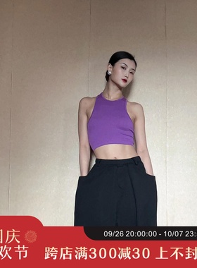 速发WYZ盖盖新品背色妹织纯心性感辣针露脐夏士背心