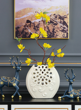 速发创意摆欧鹿玄关电视柜酒柜装饰品花瓶插花式居客厅件家美式工