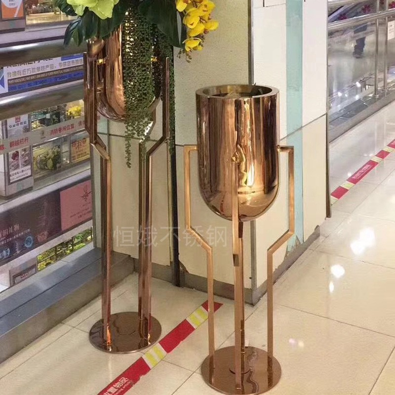 速发不锈钢花盆类架 金属桶瓶架子 各花尺寸颜色 吊花花瓶玫瑰金