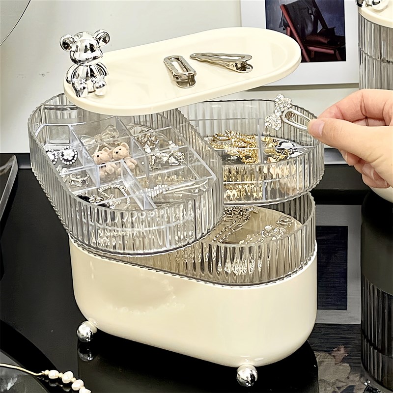 速发首饰收纳品旋转耳环项链耳钉饰盒盒子20首新款高档精致透明2