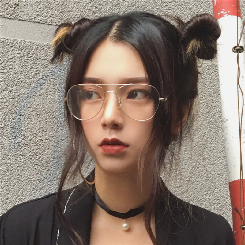速发金属双梁眼睛框镜架复古日飞风杂行员近视片配镜可潮流装饰