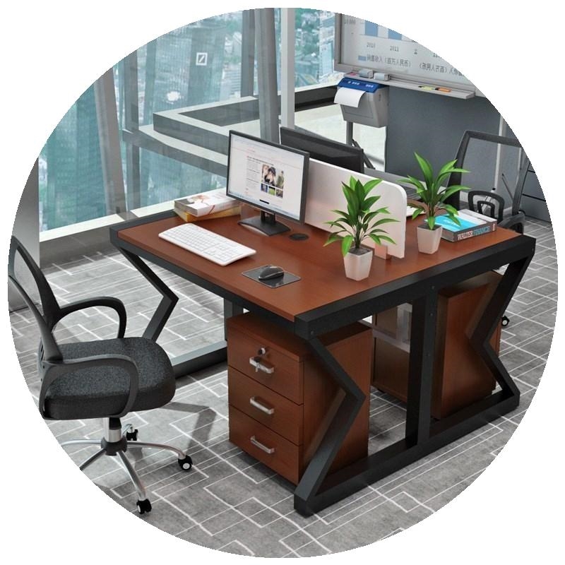 速发.员工桌职工客简双位1.2米工作员职员办公桌位工位带屏风服易