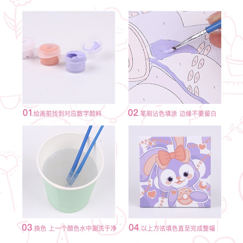 速发数字油画填色儿童手工绘可爱油彩画填充小尺寸解压装饰画图片