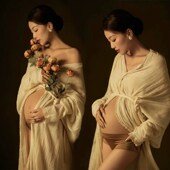 速发影楼新款 主题大古油画风孕妈咪复肚照连衣裙在 纯欲妇孕照服装