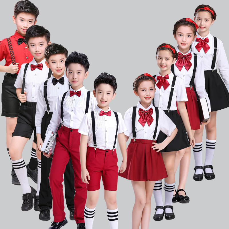 速发儿童合唱演出服中小学生主持人礼服朗诵表演大合唱团队服男