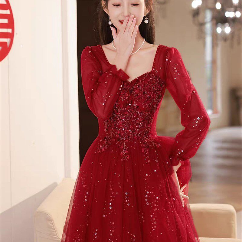 速发长码敬酒服新娘大袖网纱订婚结婚回门服高级感