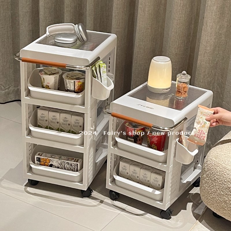 速发零食置物架可移动小卫车分层推生间厨房储物家用纳尘抽屉式收