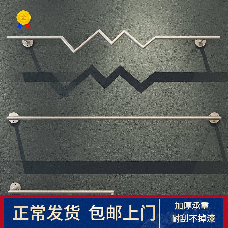 现货服装店展f示架上墙正挂衣服架子壁挂铁艺装店衣架挂衣杆货架