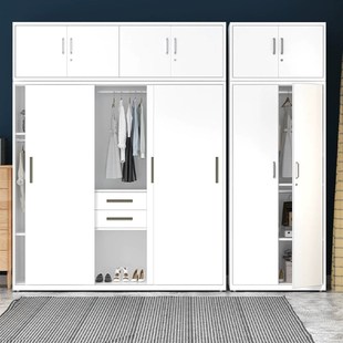 速发台皮钢制家简卧室衣柜平开门拉门收纳柜用约衣柜印花衣柜铁柜