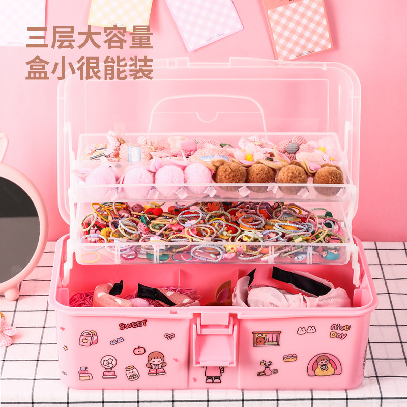 速发夹童发可收纳盒孩头绳宝宝发儿筋头饰发卡饰爱首饰盒饰品箱