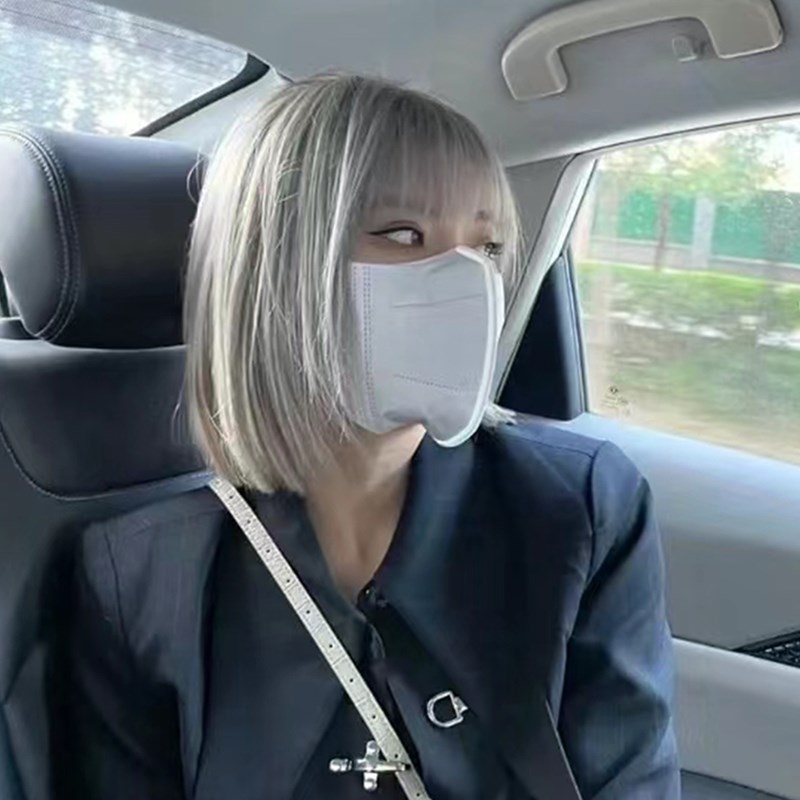 速发假发短发新款夏日一刀切清爽混血感烟灰JK减龄波波头全头套发