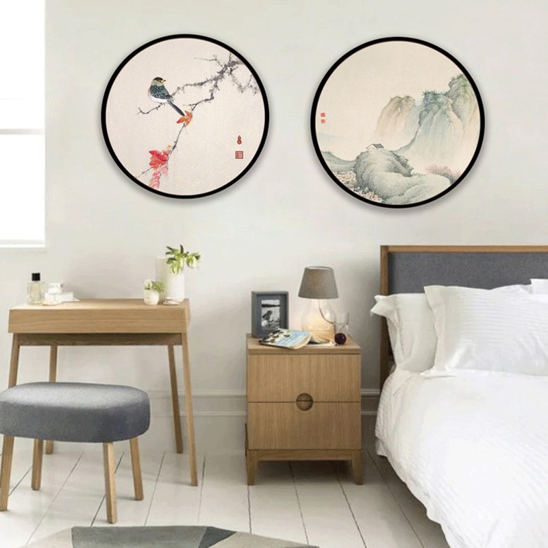 速发新中式客厅沙发背景墙挂装饰画创意轻壁玄关餐厅面画圆形禅意