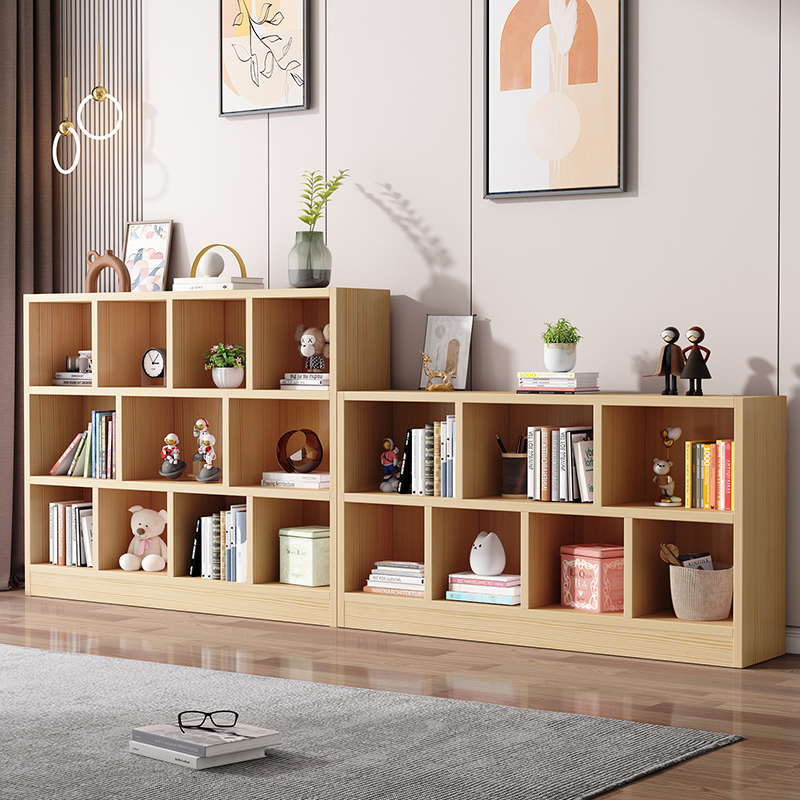 速发实物书子置物架落地收纳柜简约组合格架靠墙矮书柜儿童绘本储