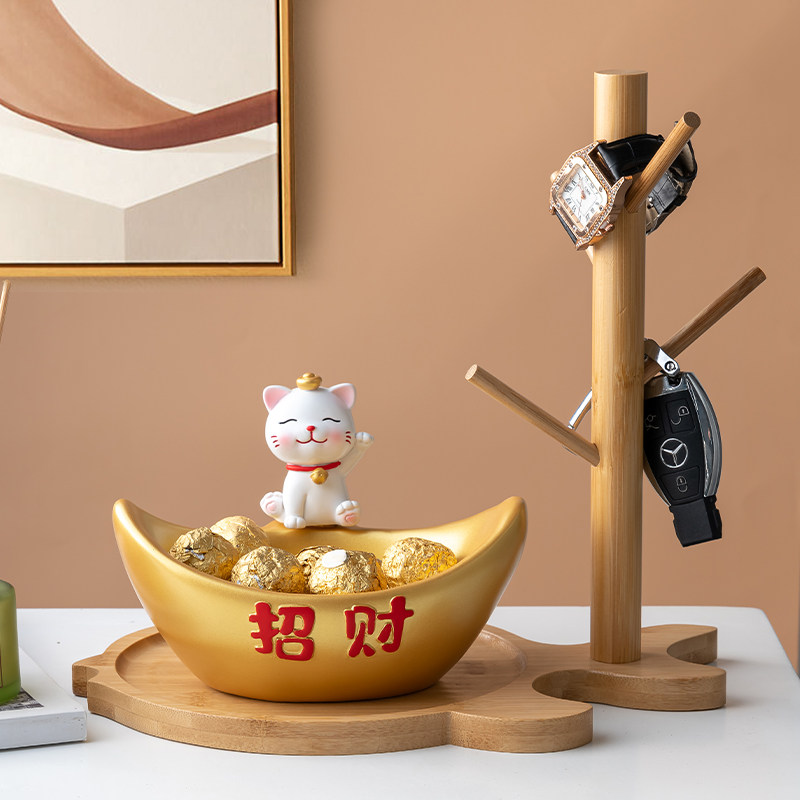 速发招财猫收纳置物品轻户玄关装饰架摆件入奢鞋柜乔迁新居礼