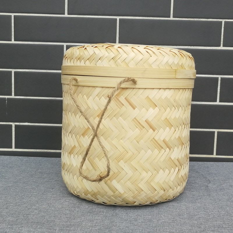 速发竹编竹盒包装盒编织饼叶中秋月茶礼盒竹子粽制篮圆形大中小号