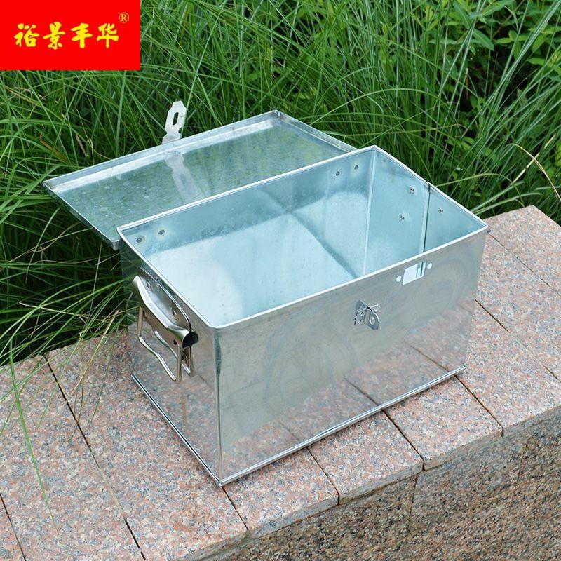 速发大号白铁皮工具货钢子长方形家庭铁车不锈箱箱带锁收纳大铁盒