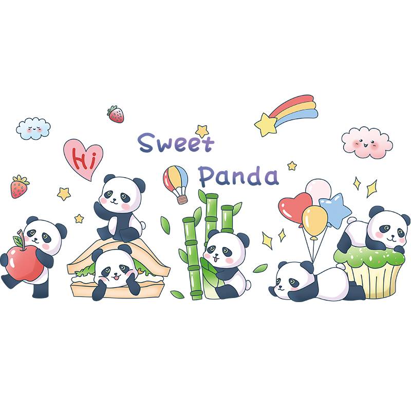 速发熊猫墙贴纸幼儿园环创墙面主题墙成品装饰儿童房房间贴画神器图片