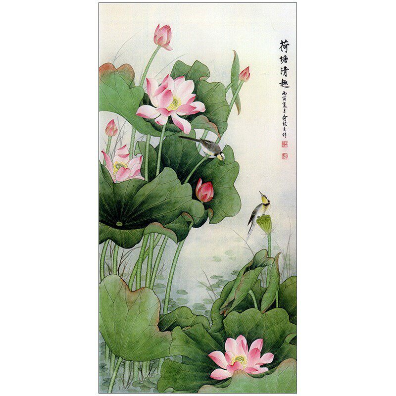 速发P82画笔工荷花白描画稿国画花鸟练习线描底稿实物打印稿