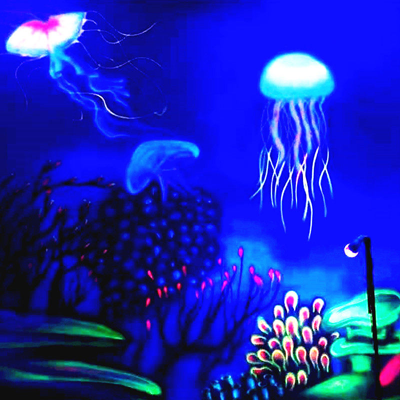 速发荧光壁画颜涂灯光漆紫光荧发光染料艺术漆防水夜光剂粉料料海