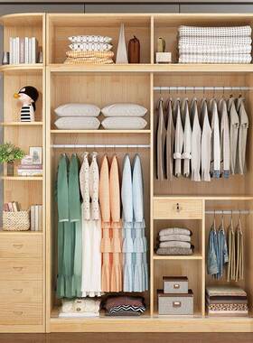 实柜子衣柜全实木推拉木门家用卧室原木约松衣木橱可境SHQ亚跨马