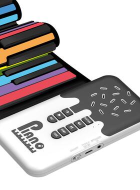 德国新款彩9BL49手卷钢琴4键内置锂电便携式玩具虹键折叠软盘入门